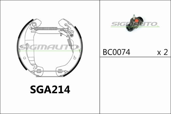 SIGMAUTO SGA214 - Комплект тормозных колодок, барабанные autospares.lv