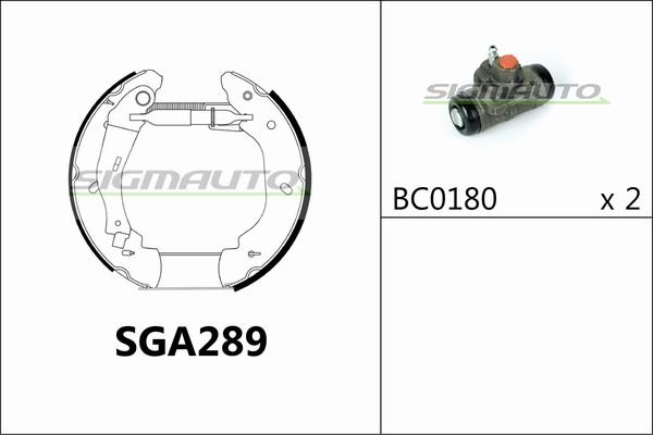 SIGMAUTO SGA289 - Комплект тормозных колодок, барабанные autospares.lv