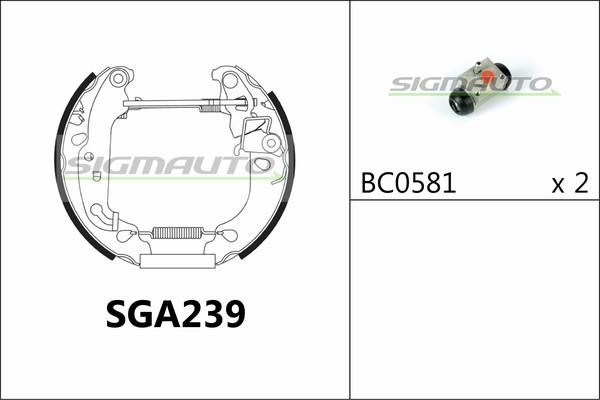 SIGMAUTO SGA239 - Комплект тормозных колодок, барабанные autospares.lv