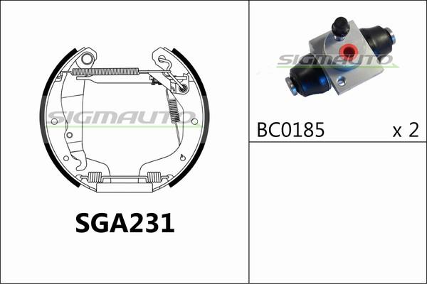 SIGMAUTO SGA231 - Комплект тормозных колодок, барабанные autospares.lv