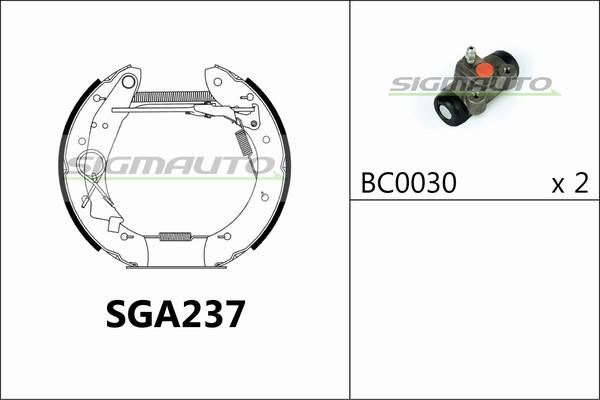 SIGMAUTO SGA237 - Комплект тормозных колодок, барабанные autospares.lv