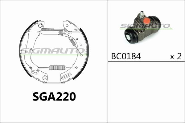 SIGMAUTO SGA220 - Комплект тормозных колодок, барабанные autospares.lv