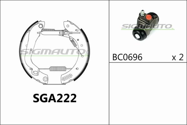 SIGMAUTO SGA222 - Комплект тормозных колодок, барабанные autospares.lv