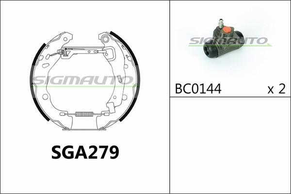 SIGMAUTO SGA279 - Комплект тормозных колодок, барабанные autospares.lv