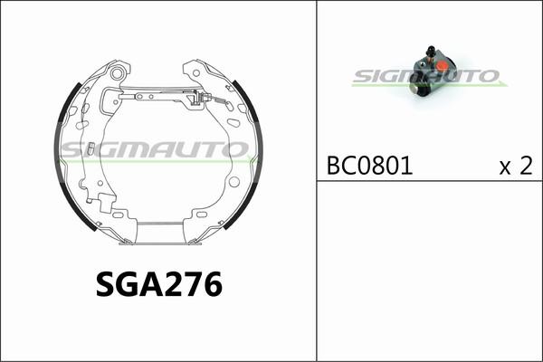 SIGMAUTO SGA276 - Комплект тормозных колодок, барабанные autospares.lv