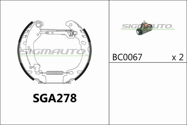 SIGMAUTO SGA278 - Комплект тормозных колодок, барабанные autospares.lv