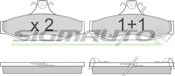 SIGMAUTO SPA956 - Тормозные колодки, дисковые, комплект autospares.lv