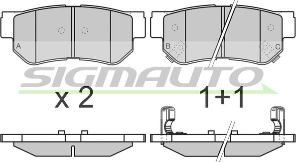 SIGMAUTO SPA966 - Тормозные колодки, дисковые, комплект autospares.lv