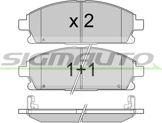 SIGMAUTO SPA968 - Тормозные колодки, дисковые, комплект autospares.lv