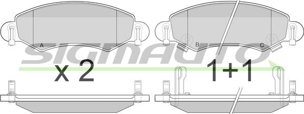 SIGMAUTO SPA907 - Тормозные колодки, дисковые, комплект autospares.lv