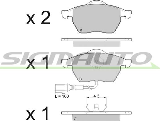 SIGMAUTO SPA984 - Тормозные колодки, дисковые, комплект autospares.lv