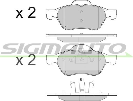 SIGMAUTO SPA981 - Тормозные колодки, дисковые, комплект autospares.lv