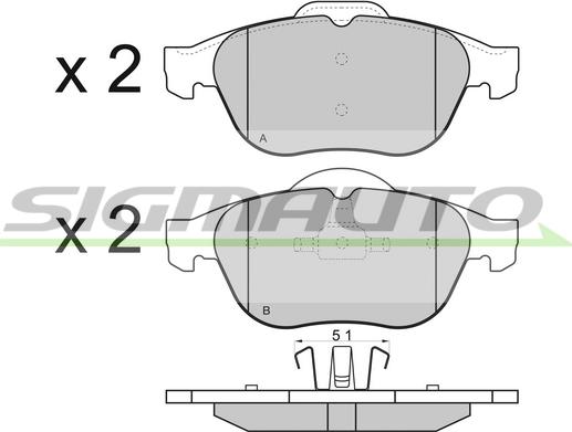 SIGMAUTO SPA970 - Тормозные колодки, дисковые, комплект autospares.lv