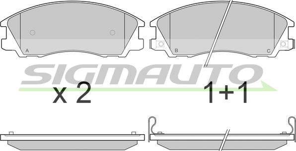 SIGMAUTO SPA971 - Тормозные колодки, дисковые, комплект autospares.lv