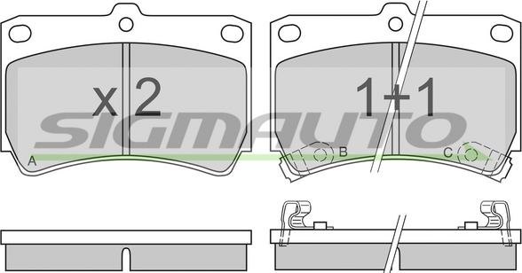 SIGMAUTO SPA489 - Тормозные колодки, дисковые, комплект autospares.lv