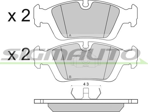 SIGMAUTO SPA432 - Тормозные колодки, дисковые, комплект autospares.lv