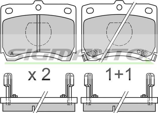 SIGMAUTO SPA429 - Тормозные колодки, дисковые, комплект autospares.lv