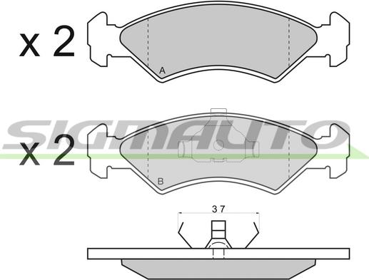 SIGMAUTO SPA427 - Тормозные колодки, дисковые, комплект autospares.lv