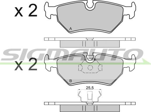 SIGMAUTO SPA599 - Тормозные колодки, дисковые, комплект autospares.lv