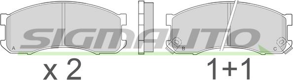 SIGMAUTO SPA504 - Тормозные колодки, дисковые, комплект autospares.lv