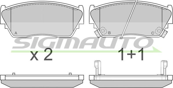 SIGMAUTO SPA511 - Тормозные колодки, дисковые, комплект autospares.lv