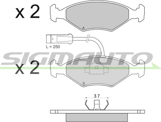 SIGMAUTO SPA589 - Тормозные колодки, дисковые, комплект autospares.lv