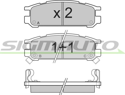 SIGMAUTO SPA536 - Тормозные колодки, дисковые, комплект autospares.lv