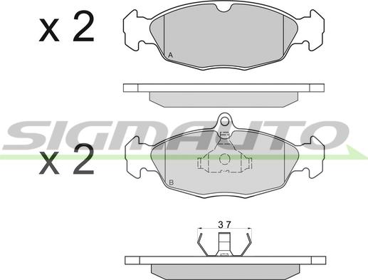 SIGMAUTO SPA520 - Тормозные колодки, дисковые, комплект autospares.lv