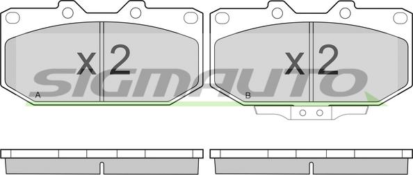 SIGMAUTO SPA649 - Тормозные колодки, дисковые, комплект autospares.lv