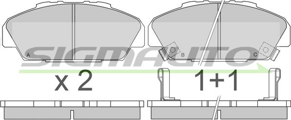 SIGMAUTO SPA648 - Тормозные колодки, дисковые, комплект autospares.lv