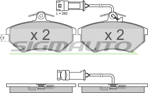 SIGMAUTO SPA643 - Тормозные колодки, дисковые, комплект autospares.lv