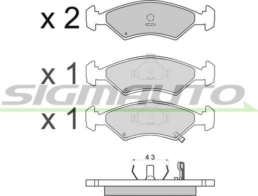 SIGMAUTO SPA647 - Тормозные колодки, дисковые, комплект autospares.lv