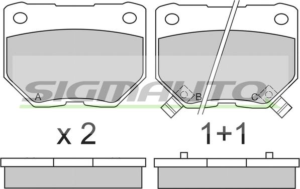 SIGMAUTO SPA650 - Тормозные колодки, дисковые, комплект autospares.lv