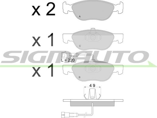 SIGMAUTO SPA666 - Тормозные колодки, дисковые, комплект autospares.lv
