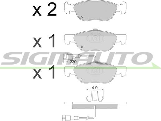 SIGMAUTO SPA667 - Тормозные колодки, дисковые, комплект autospares.lv