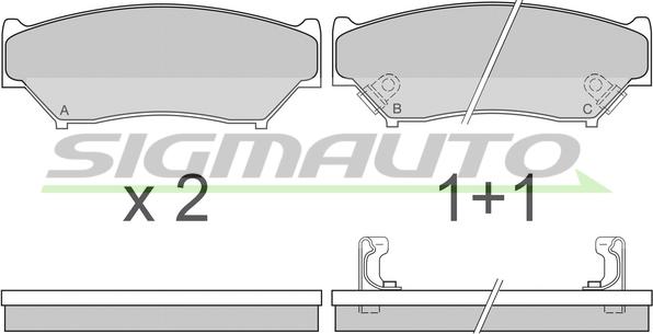 SIGMAUTO SPA620 - Тормозные колодки, дисковые, комплект autospares.lv