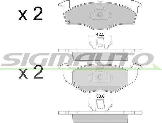 SIGMAUTO SPA672 - Тормозные колодки, дисковые, комплект autospares.lv