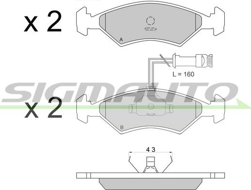 SIGMAUTO SPA163 - Тормозные колодки, дисковые, комплект autospares.lv
