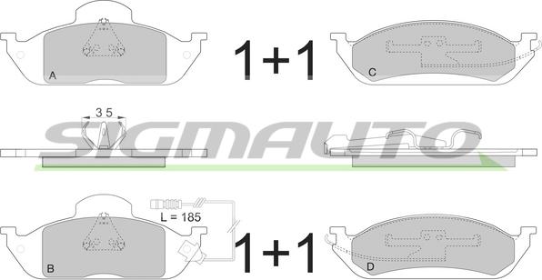 SIGMAUTO SPA897 - Тормозные колодки, дисковые, комплект autospares.lv