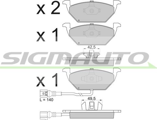 SIGMAUTO SPA848 - Тормозные колодки, дисковые, комплект autospares.lv