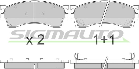 SIGMAUTO SPA864 - Тормозные колодки, дисковые, комплект autospares.lv