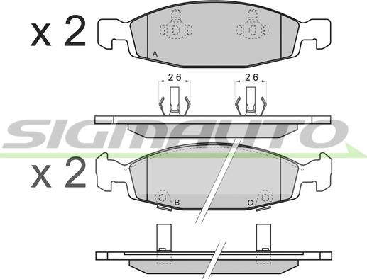 SIGMAUTO SPA865 - Тормозные колодки, дисковые, комплект autospares.lv