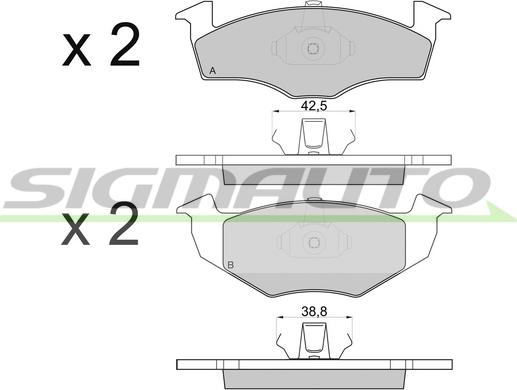 SIGMAUTO SPA808 - Тормозные колодки, дисковые, комплект autospares.lv