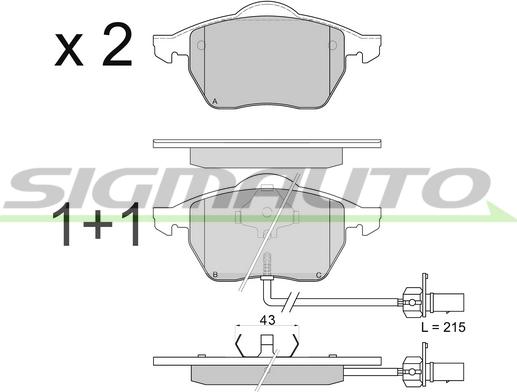 SIGMAUTO SPA816 - Тормозные колодки, дисковые, комплект autospares.lv