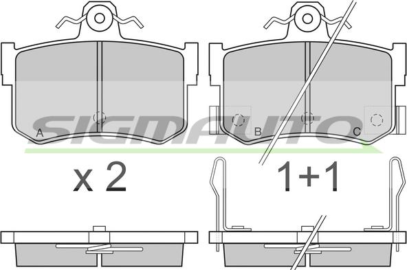 SIGMAUTO SPA818 - Тормозные колодки, дисковые, комплект autospares.lv