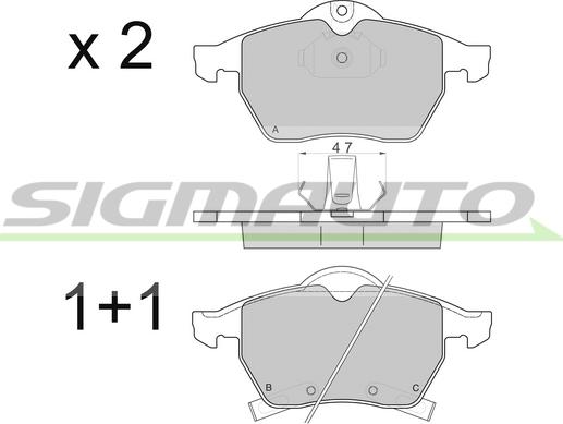 SIGMAUTO SPA813 - Тормозные колодки, дисковые, комплект autospares.lv