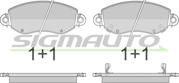 SIGMAUTO SPA887 - Тормозные колодки, дисковые, комплект autospares.lv