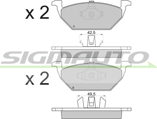 SIGMAUTO SPA835 - Тормозные колодки, дисковые, комплект autospares.lv