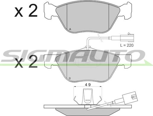 SIGMAUTO SPA838 - Тормозные колодки, дисковые, комплект autospares.lv