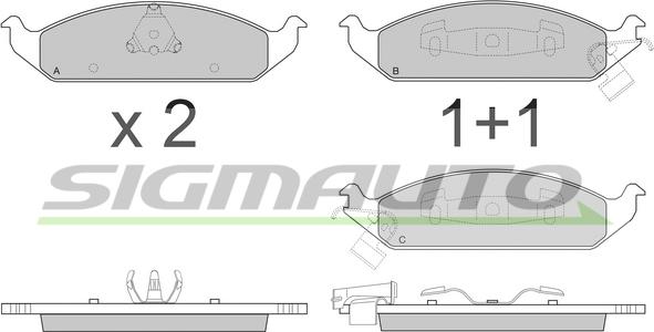 SIGMAUTO SPA837 - Тормозные колодки, дисковые, комплект autospares.lv